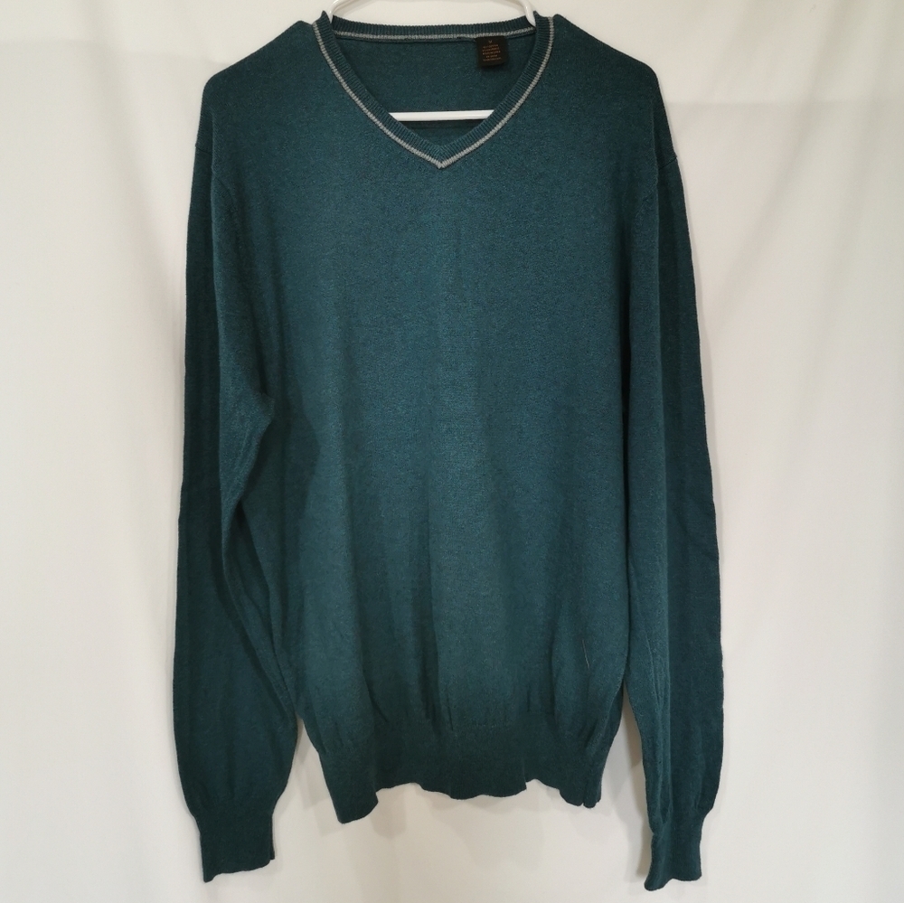 Jos A Bank Cotton w/ Cashmere V-Neck Sweater Teal - Sz M Open To Offers